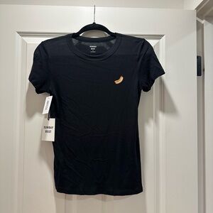 NWT Sunday Best Black T-Shirt with Hotdog Embroidery, Size Small
